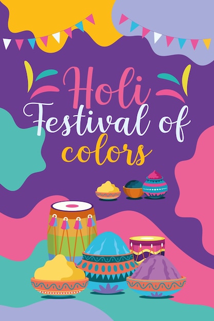 Wzorzec Kolorowego Banera Happy Holi Indyjski Hinduizm święto świętowanie Projektowanie Plakatów Mediów Społecznościowych