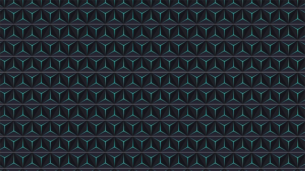 Wzorzec niebiesko-zielonych kształtów geometrycznych na czarnym tle