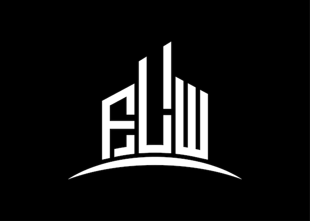 Wzorzec projektowania logo wektorowego monogramu budynku Building Shape logo FLW