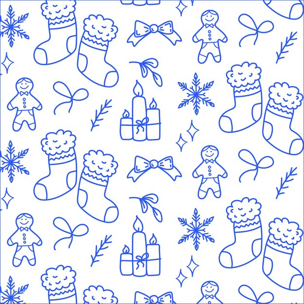 Wzorzec Ręcznie rysowane ubrania zimowe i elementy zimowe Niekończący ozdoby Ilustracja wektorowa w doodle