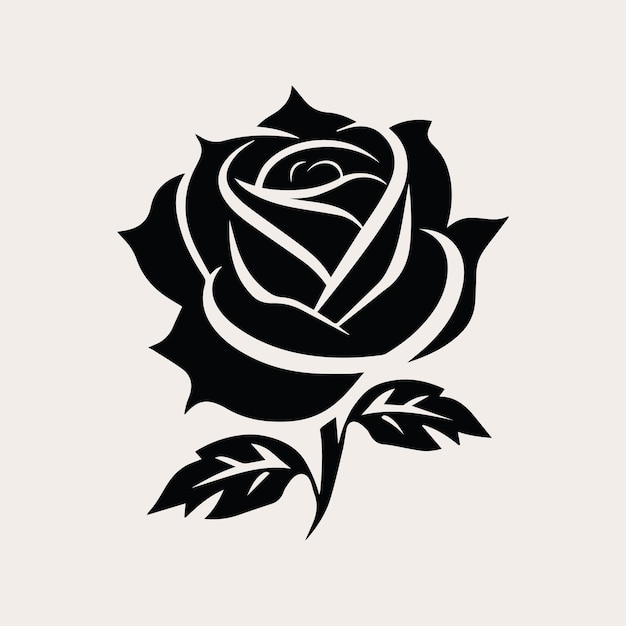 Wzrosła Jeden Kolor Wektor Logo Emblemat Lub Ikona Dla Marki Firmy Styl Sztuki Tatuażu