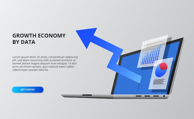 Wzrost Gospodarki Niebieską Strzałką. Dane Finansowe I Infograficzne