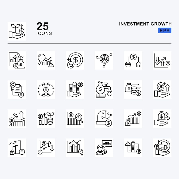 Wzrost inwestycji 25 Pakiet ikon linii