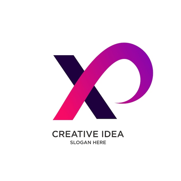 X Letter projekt gradientu kolorowy prosty nowoczesny