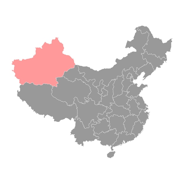 Plik wektorowy xinjiang uyghur region autonomous region mapa podziałów administracyjnych chin ilustracja wektorowa