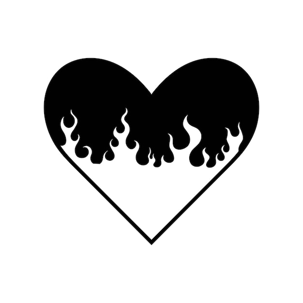 Y2k Heart Fire - Współczesny Element Dekoracyjny Na Dzień świętego Walentynki, Wektor Grunge Gotycki.
