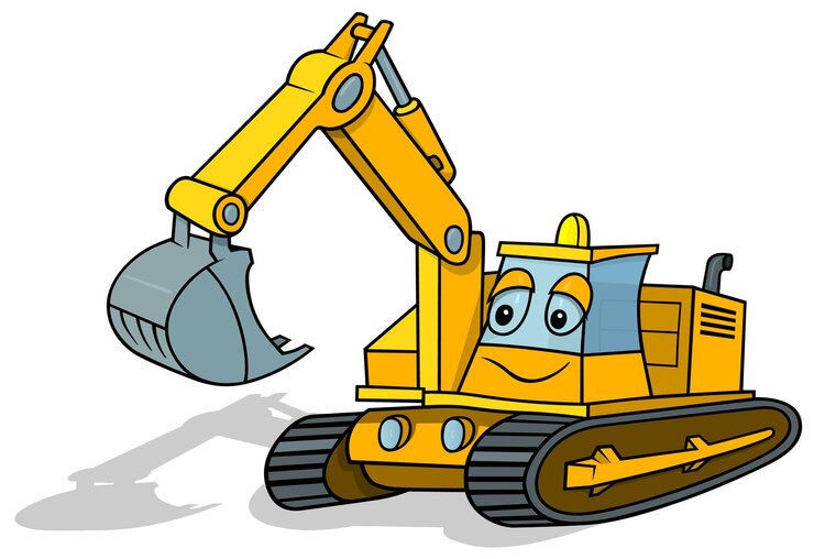 Yellow Digger z uśmiechem i rzucanym cieniem