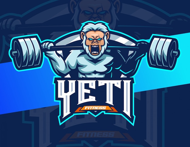 Yeti fitness kulturystyka maskotka e-logo projektowanie logo