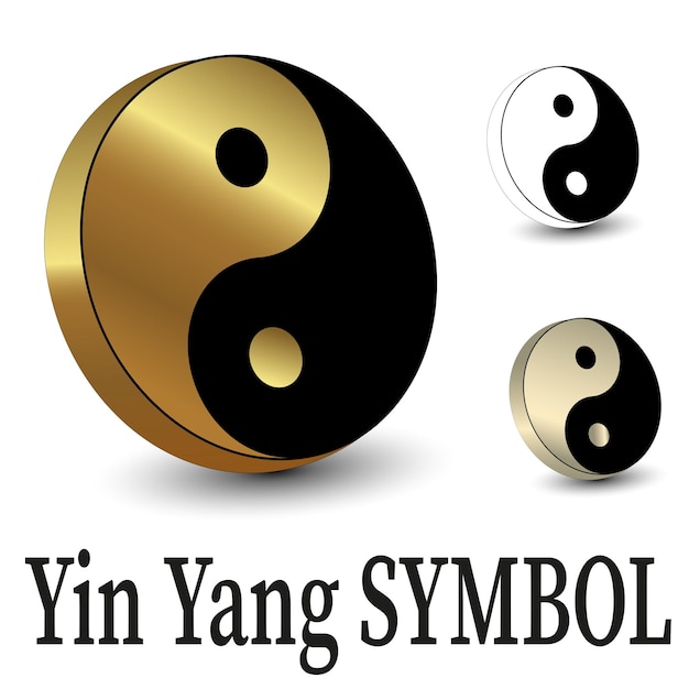 Yin Yang Symbol Wektor 3d