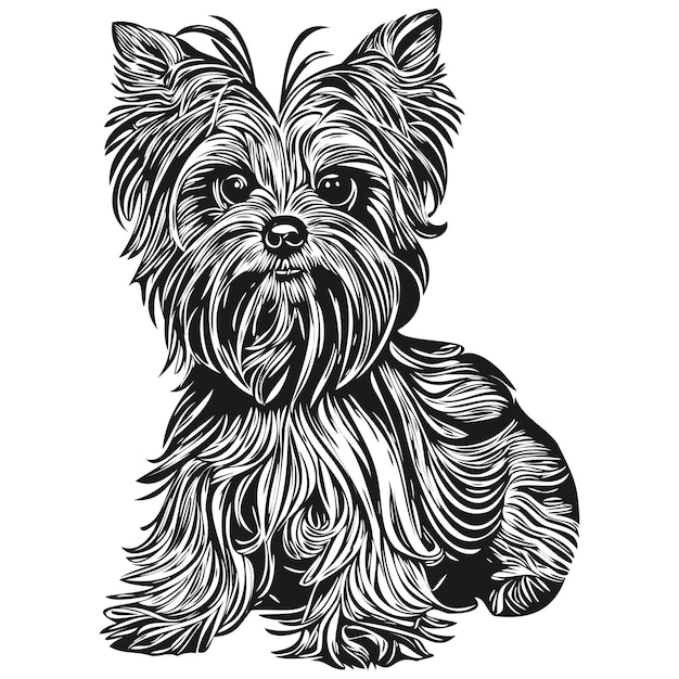Plik wektorowy yorkshire terrier pies czarno-biały wektor logo grafik ręcznie rysowane wektor zwierzęta ilustracja
