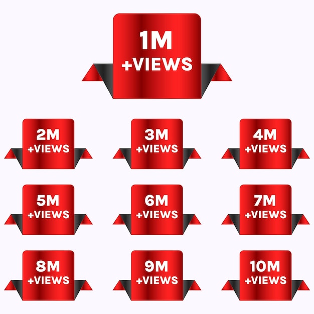Youtube Milion Wyświetleń Projekt Banera Na Celebrację, Odznaka Od 1 Miliona Wyświetleń Do 10 Milionów Wyświetleń