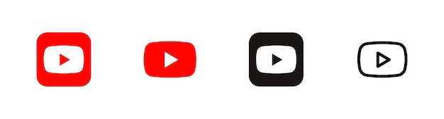 YouTube Różne style kolorują logo YouTube ikony mediów społecznościowych Wektorowe ikony mediów społecznościowych i logo sieci społecznościowych