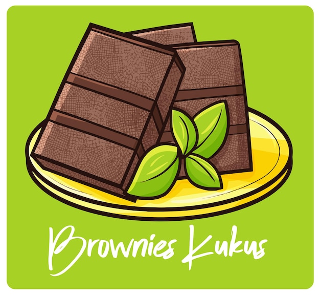 Plik wektorowy yummy brownies kukus to indonezyjskie ciasto w stylu doodle