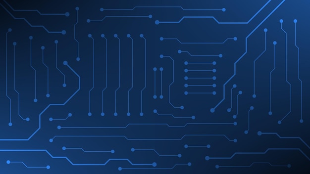 Zaawansowana technologia cyfrowa płytka drukowana AI pad i linie elektryczne połączone na niebieskim tle oświetlenia