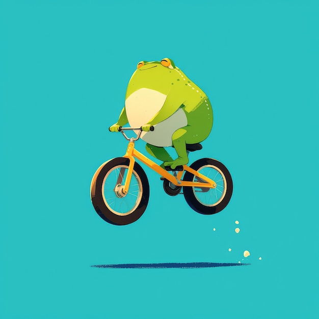 Plik wektorowy Żaba jeździ na rowerze w stylu kreskówki.