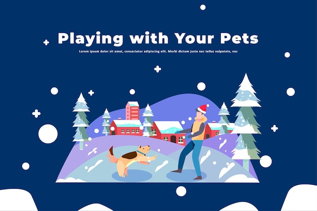 Zabawa Ze Swoimi Zwierzętami - Ilustracja Boże Narodzenie