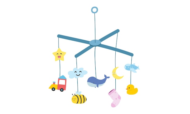 Plik wektorowy zabawka mobilna dla dzieci clipart. prosta mobilna zawieszka do łóżeczka dla płaskiej ilustracji wektorowych dziecka