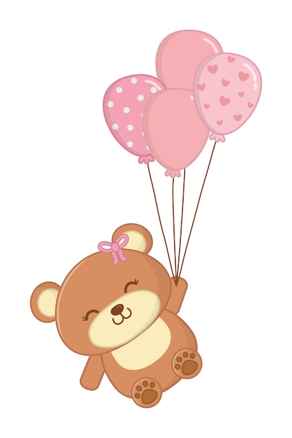 Plik wektorowy zabawkarski niedźwiedź z balonami ilustracyjnymi