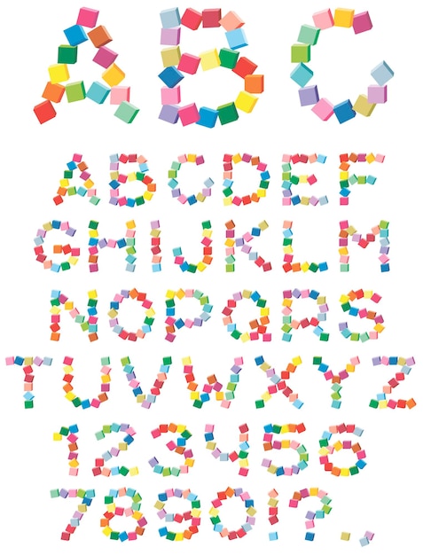Zabawna Czcionka Tekstu Angielskiego Z Kolorowymi Klockami Dla Dzieci