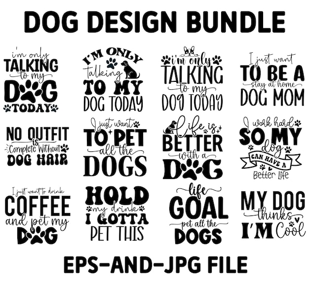 Zabawna Koszulka Dog Design Vector File Bundle