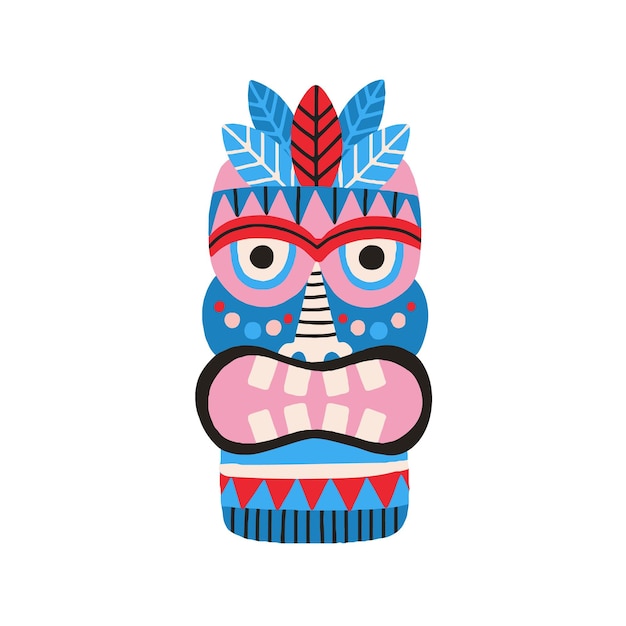 Plik wektorowy zabawna maska plemienna etnicznych zulu pokazująca zęby w gniewie. przerażający starożytny symbol rytualny lub pamiątka. ręcznie rysowane płaskie wektor ilustracja na białym tle.