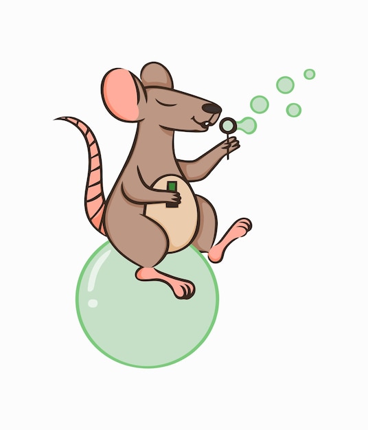 Plik wektorowy zabawna mysz wieje bąbelki element projektu ilustracji wektorowych na białym tle