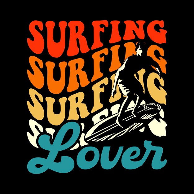 Plik wektorowy zabawna plaża letnie wakacje retro vintage surfing surfer lover summer tshirt design