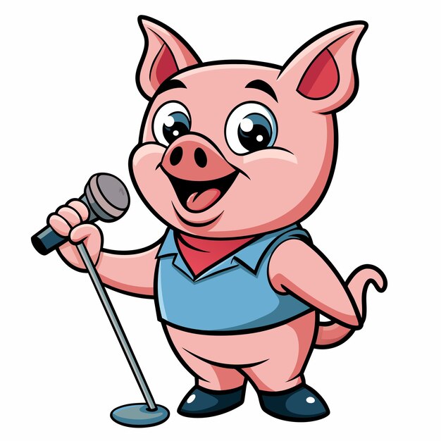 Plik wektorowy zabawna świnia świnia ręcznie narysowana płaska stylowa maskotka kreskówka postać rysunek naklejka ikonka koncepcja