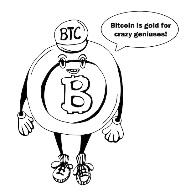 Plik wektorowy zabawny bitcoin w komiksowym stylu
