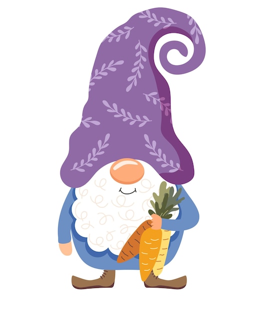 Zabawny krasnolud z marchewką ilustracja wektorowa