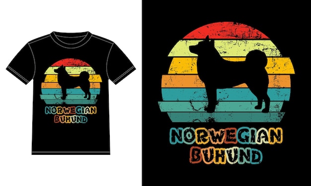 Zabawny Norweski Buhund Vintage Retro Sunset Silhouette Prezenty Miłośnik Psów Właściciel Psa Niezbędna Koszulka