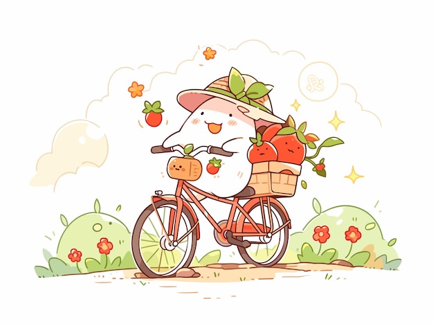 Plik wektorowy zabawny pomidor jeżdżący na rowerze
