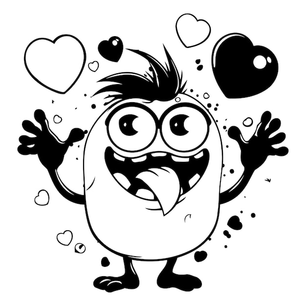 Plik wektorowy zabawny potwór zakochany w sercach ilustracja postaci z kreskówek wektorowych