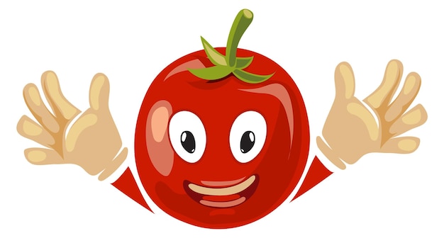 Zabawny Słodki Pomidor Z Uśmiechniętą Twarzą Maskotka Z Kreskówek