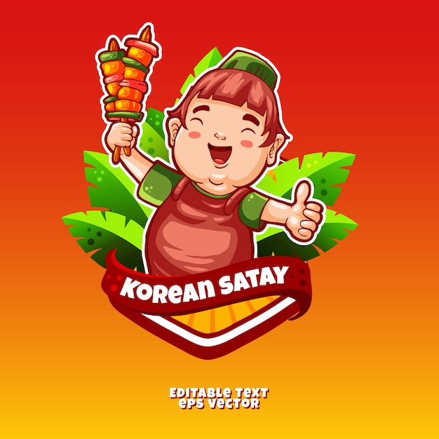 Zabawny szablon ilustracji postaci satay