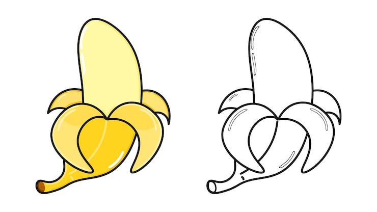 Wektor zabawny, uroczy, szczęśliwy zestaw postaci banana wektor ręcznie narysowany kreskówka kawaii ikona ilustracji postaci cute banana outline ilustracja kreskówki do kolorowania książki