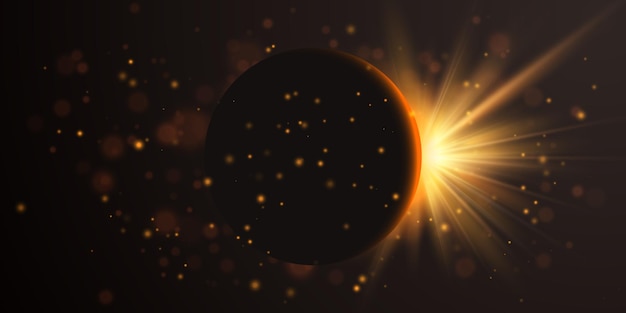 Zaćmienie Słońca lub kolizja planet Duży błysk lub wybuch Ilustracja wektorowa
