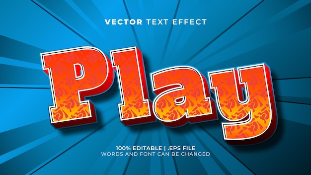 Plik wektorowy zagraj w gry dla dzieci edytowalny efekt tekstowy szablon stylu 3d