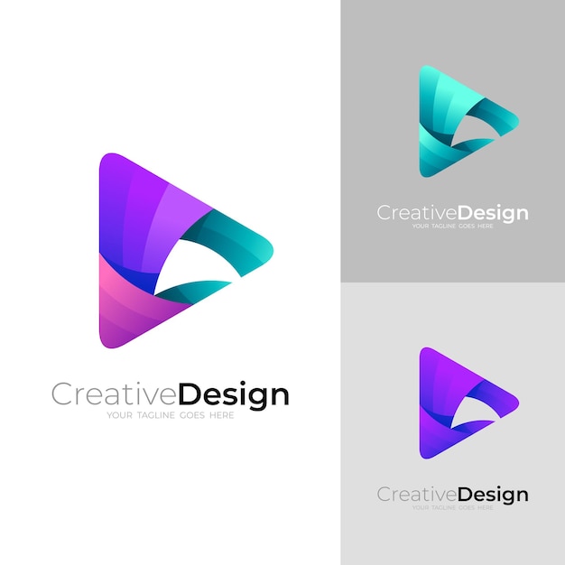 Zagraj W Ikonę I Kolorowy Design, Szablon Logo 3d