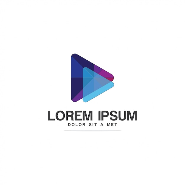 Zagraj w logo. Wideo, muzyka ap ikona szablonu. Logotypy wielokątów graczy.