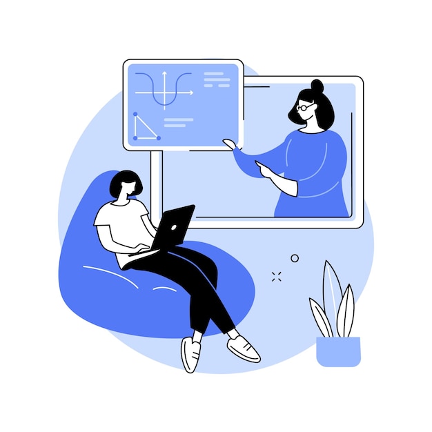 Zajęcia online na białym tle ilustracje wektorowe kreskówka