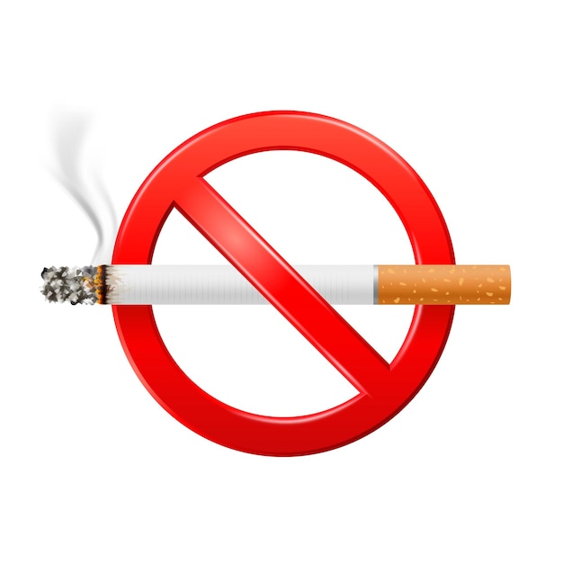 Plik wektorowy zakaz palenia czerwony znak na białym tle niebezpieczeństwa związane z paleniem