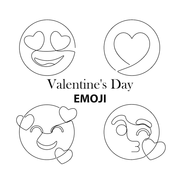 Zakochana Ikona Jedna Linia Emoji Linia Projekt Graficzny Projektowanie Stron Internetowych Walentynki Serce Emoji Kontynuuj Ikony Linii ładny I Miłość Eps10 Zestaw