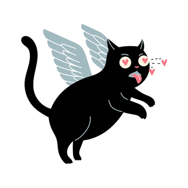 Plik wektorowy zakochany czarny kot angel cupid