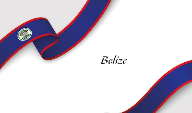 Zakrzywiona wstążka z flagą Belize na białym tle
