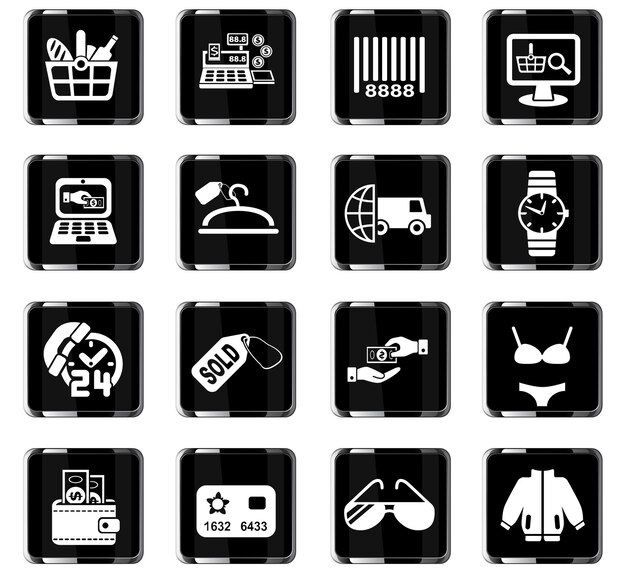 Zakupy i e-commerce ikony internetowe do projektowania interfejsu użytkownika