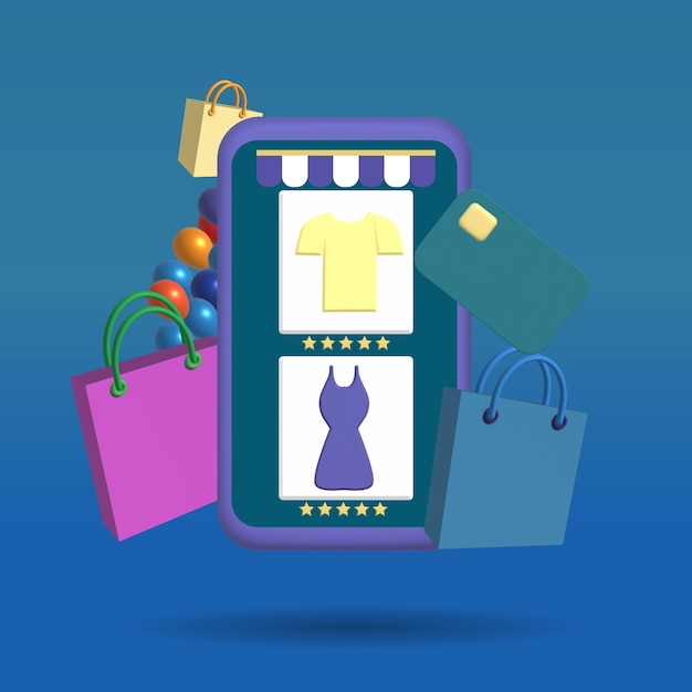 Zakupy online 3D na smartfonie i systemie płatności online Kupowanie online kartą kredytową