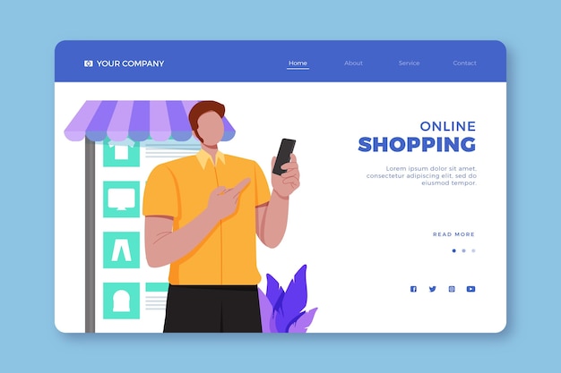 Plik wektorowy zakupy online - landing page