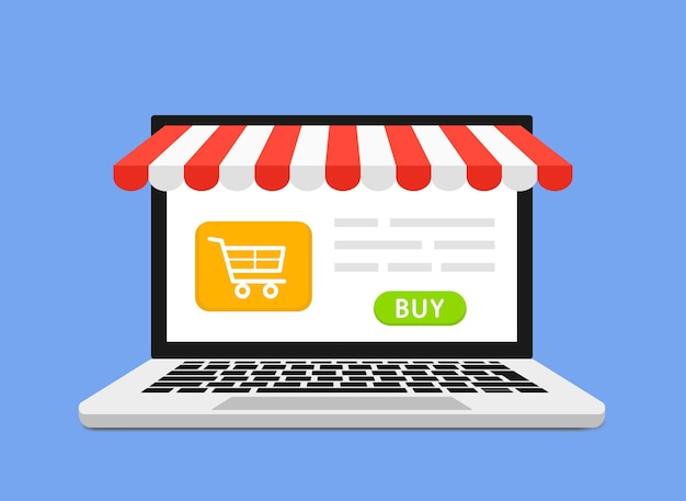 Zakupy online Strona internetowa na otwartym laptopie z zakupem ekranu