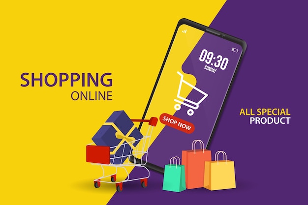 Zakupy online w witrynie internetowej lub aplikacji mobilnej Vector Concept Marketing i marketing cyfrowy